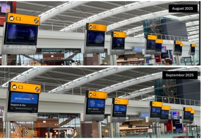 Heathrow airport displays